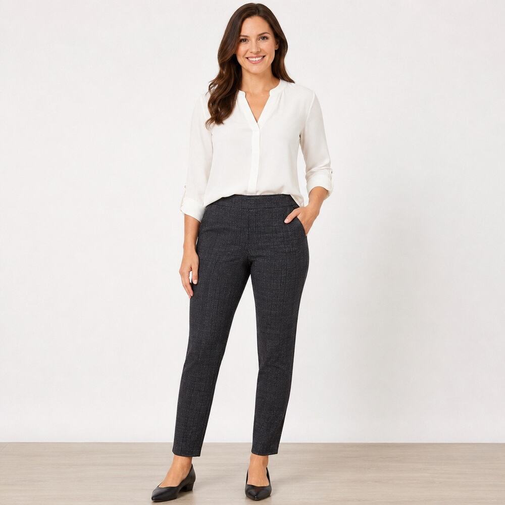 Nanette Lepore Women’s Plaid Pull On Stretch Pants Size L 30” Long